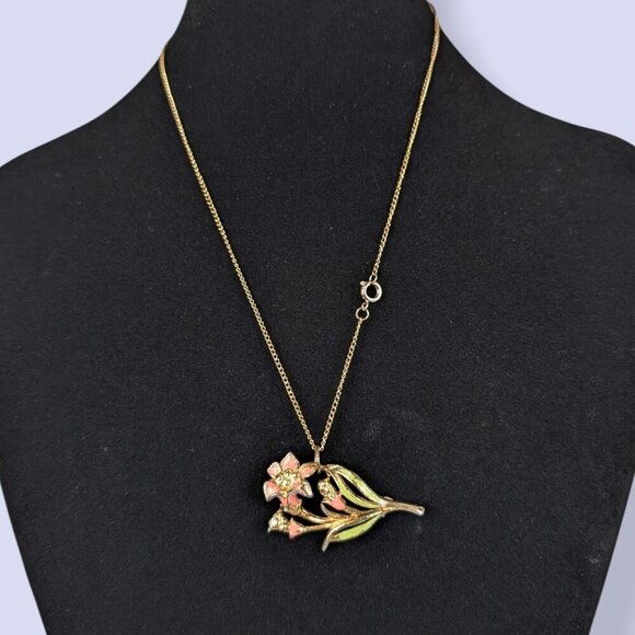 (2/$20) V. Floral Brooch Pendant Necklace - Picture 5 of 6